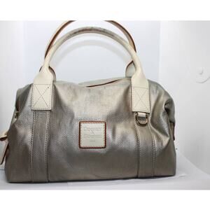 Dooney & Bourke 1975 Gold Coated Canvas Satchel Handbag